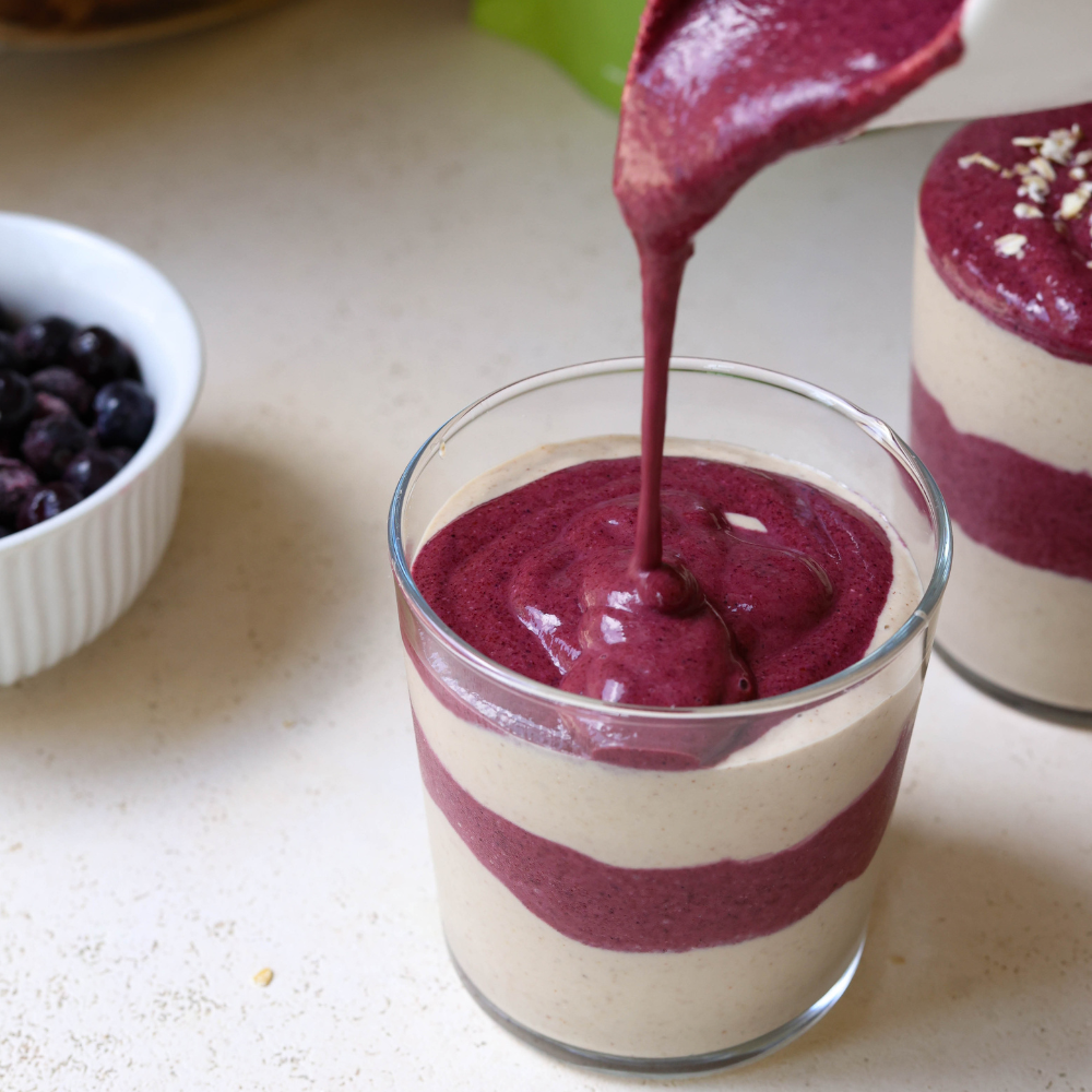 Blueberry Banana Walnut Layered Smoothie