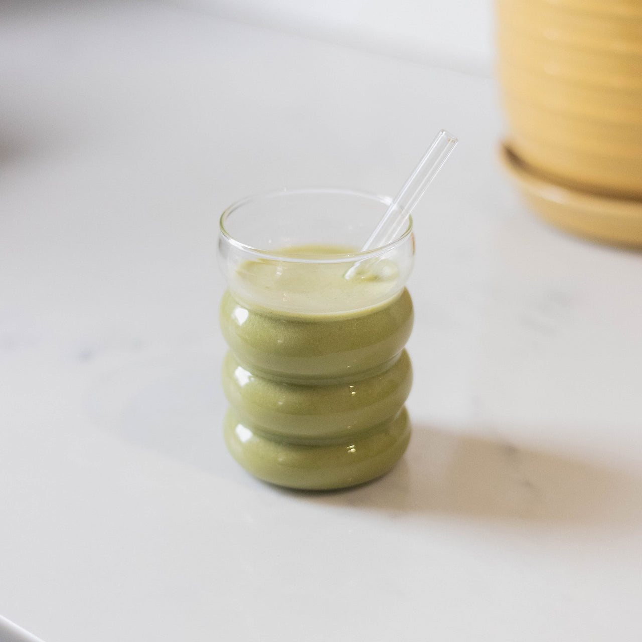 Green Shamrock Shake in kitchen