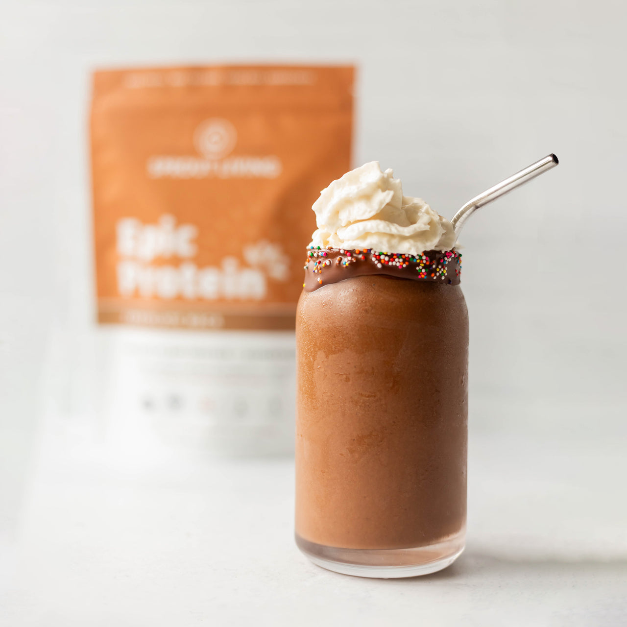 Vegan Chocolate Maca Milkshake In Glass