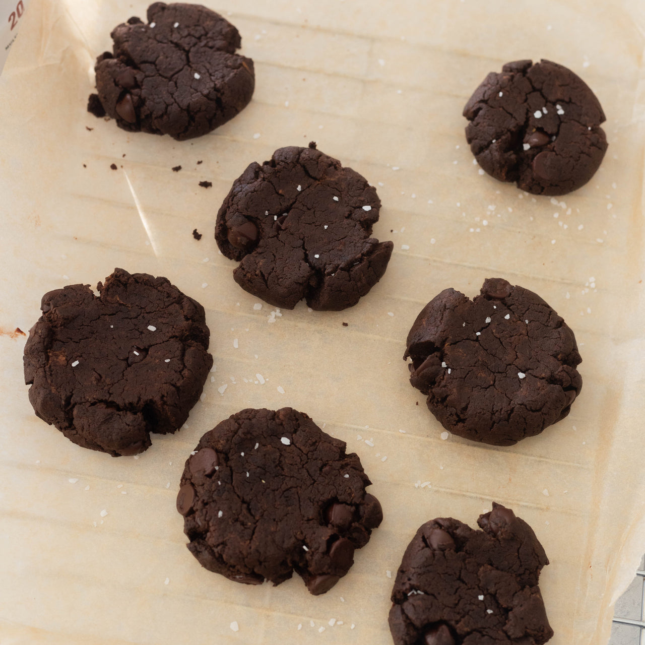Double Chocolate Chip Protein Cookies On Tray