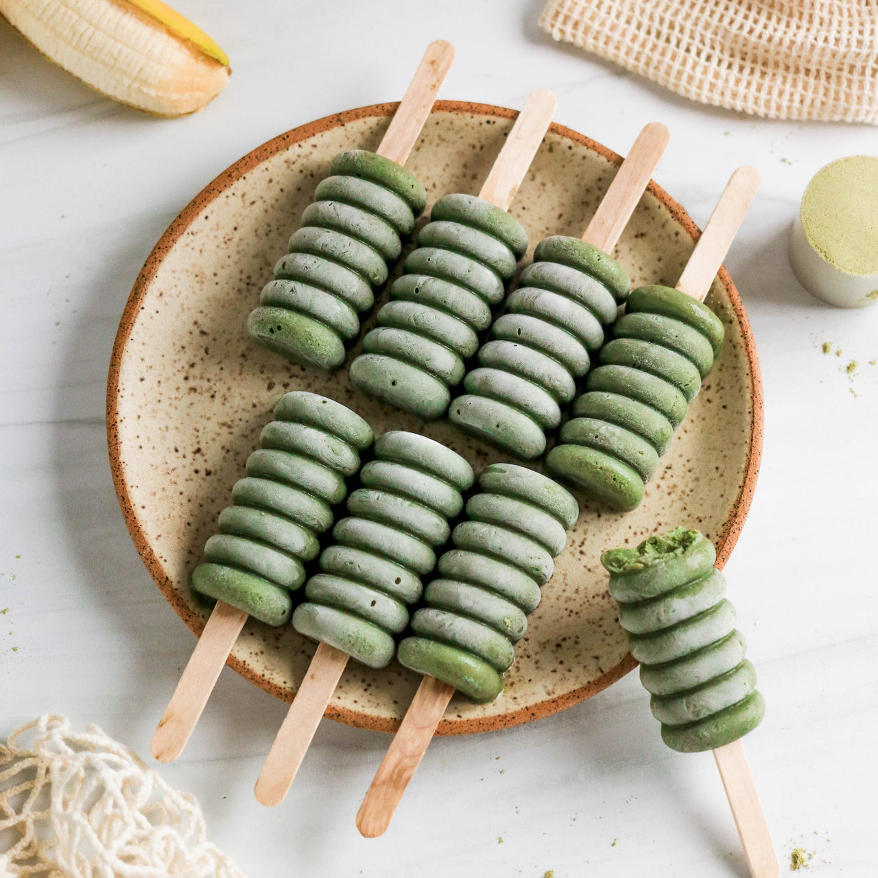Tropical Green Popsicles on plate