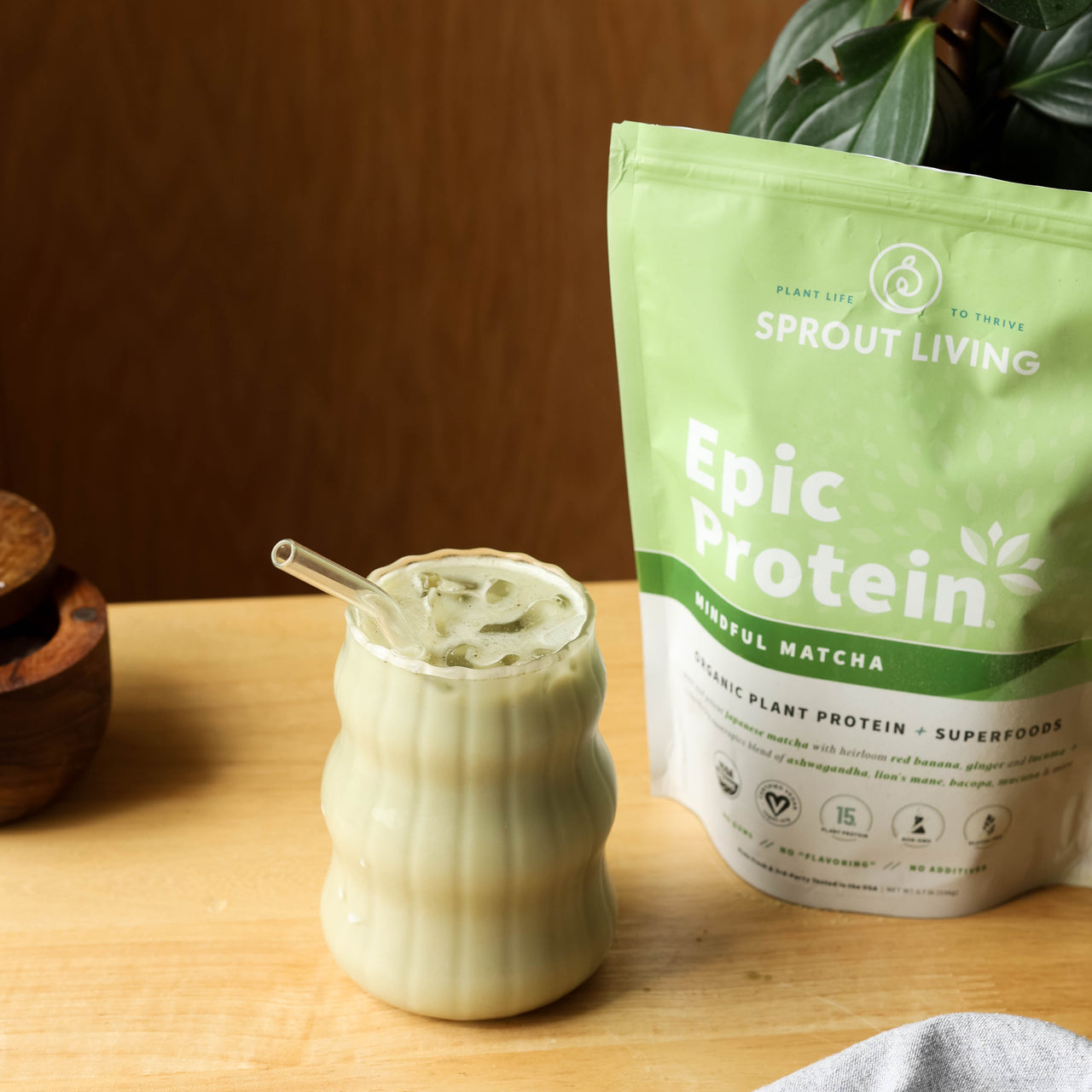 Iced Vanilla Matcha Latte with Epic Protein