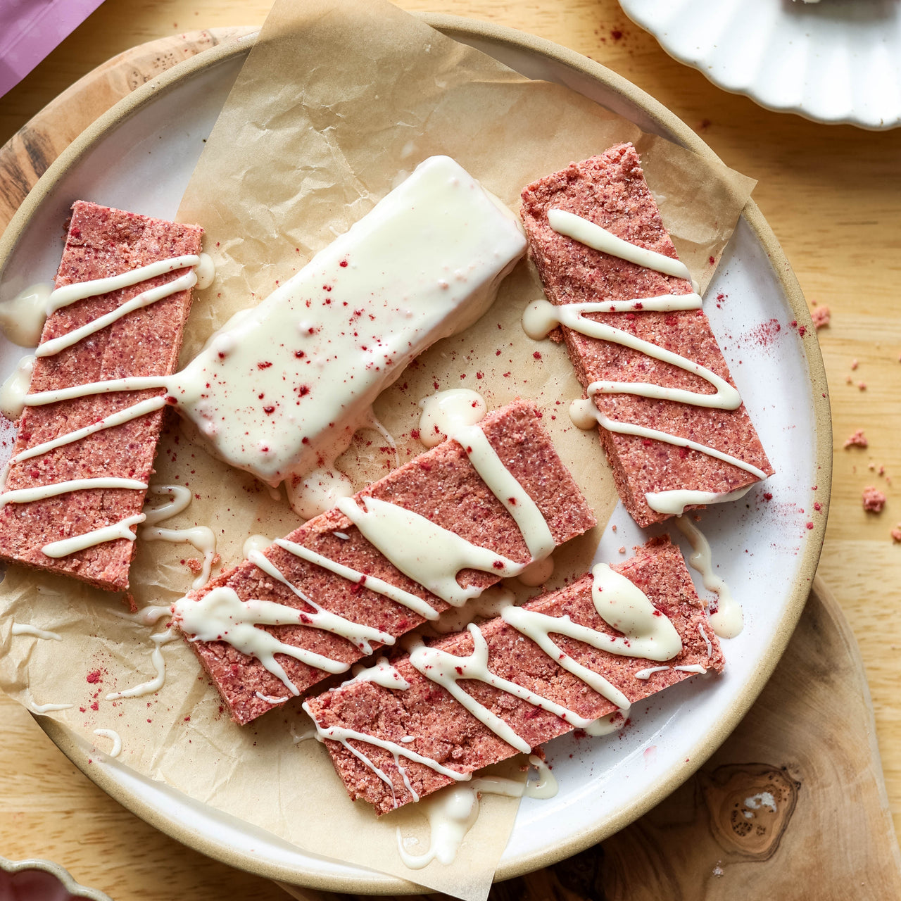 Lemon Berry Collagen Protein Bars on Plate