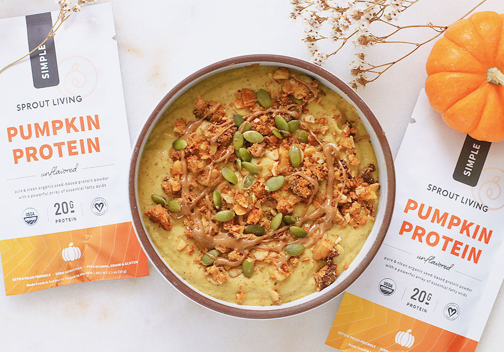 Pumpkin Spice Smoothie with Simple Pumpkin Seed Protein packets
