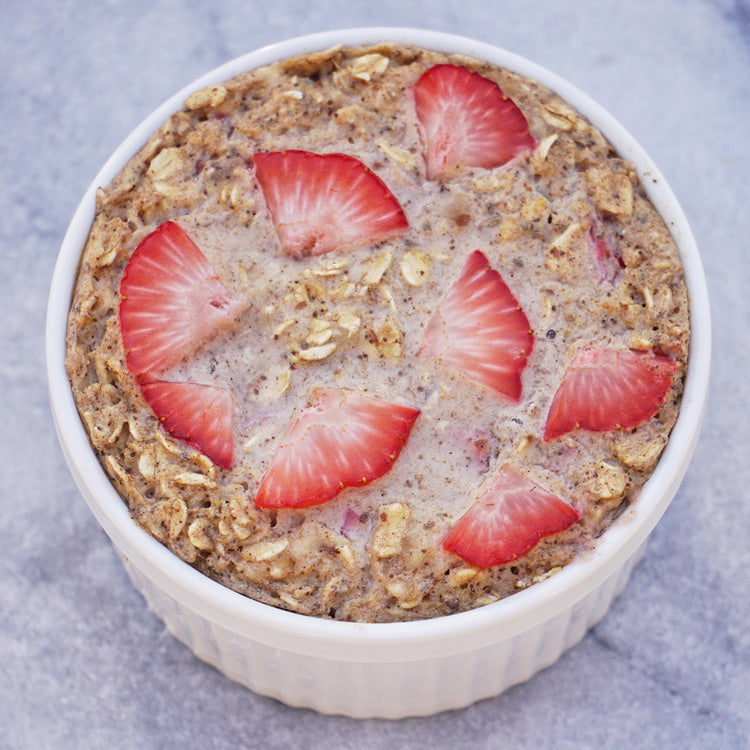 Strawberry Shortcake Baked Oatmeal in bowl