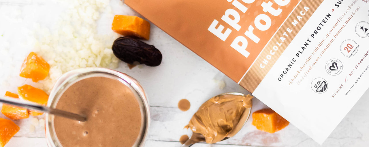 Sweet Potato Chocolate Maca Smoothie with Epic Protein Chocolate Maca 1lb bag
