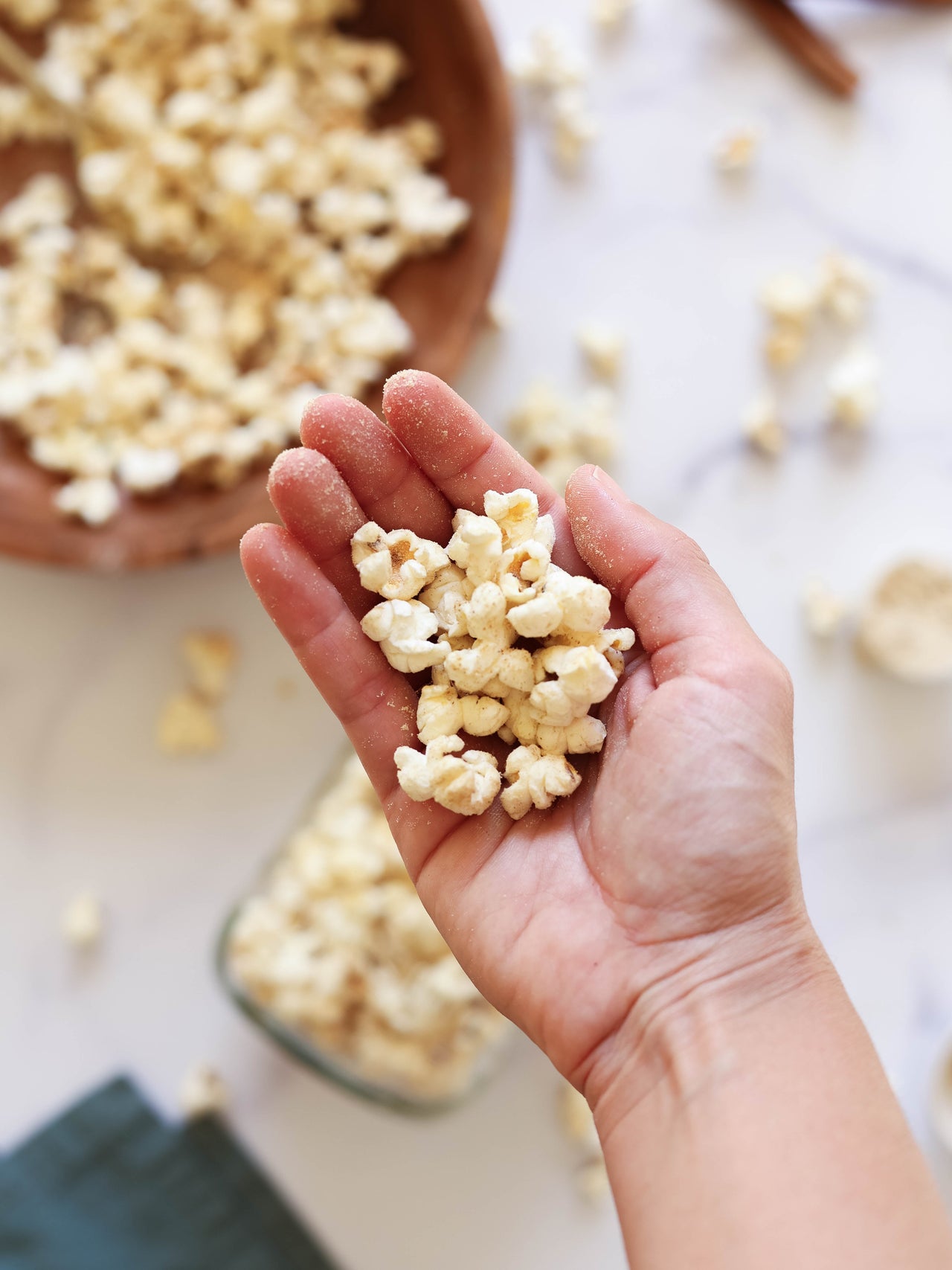 Protein Popcorn in hand