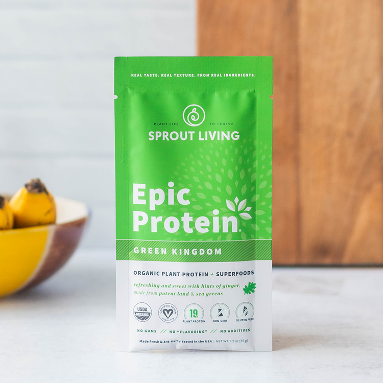 Epic Protein Green Kingdom Single Serve Packet in Kitchen