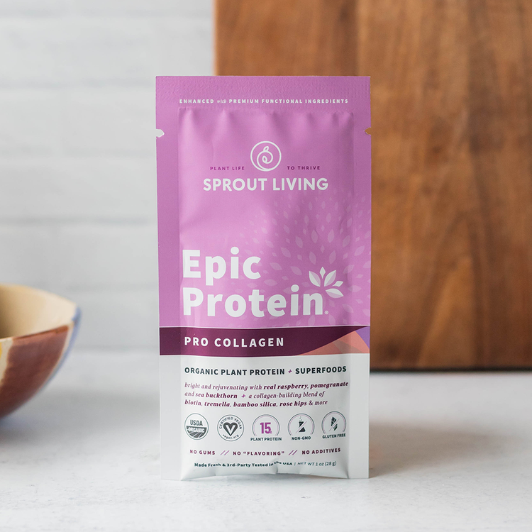Epic Protein Pro Collagen Single Serve Packet in Kitchen
