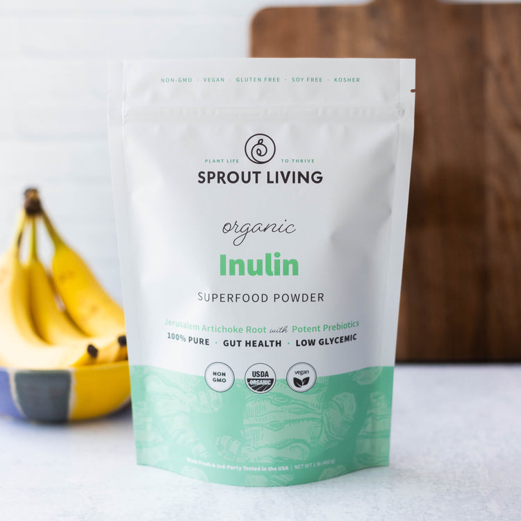 Inulin Superfood Powder 450g bag in kitchen