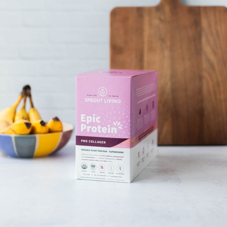 Epic Protein Pro Collagen Display Box in Kitchen