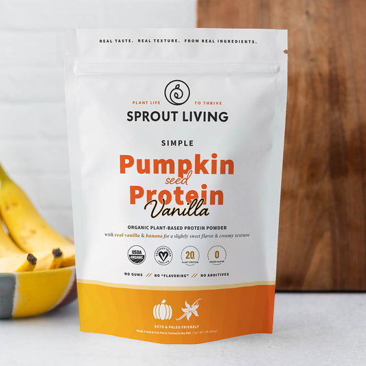 Simple Vanilla Pumpkin Seed 1lb bag in kitchen