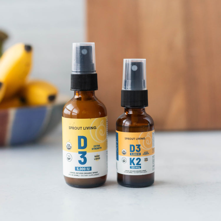 Sprout Living Vitamin Sprays in ktichen