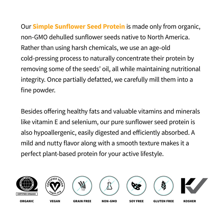 Simple Sunflower Seed Protein 1lb bag benefits overview