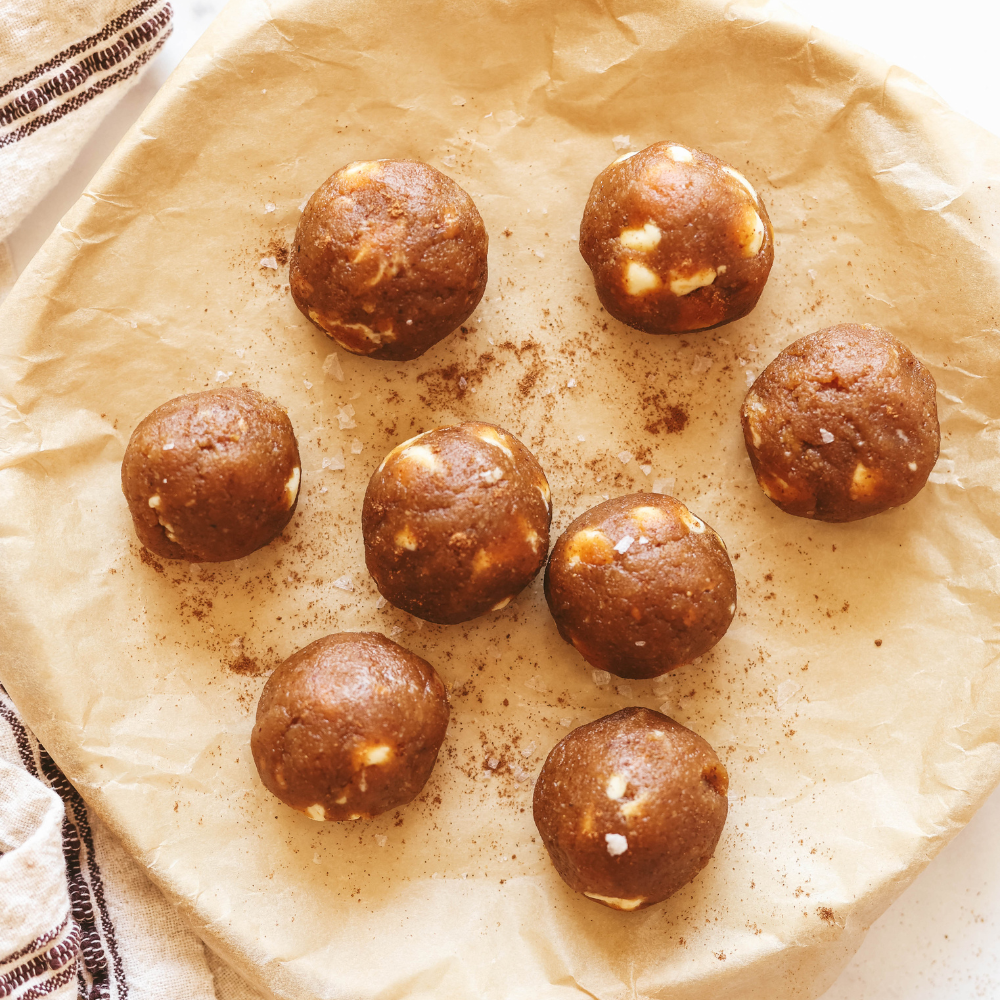 High Protein Snickerdoodle Protein Bites on Plate