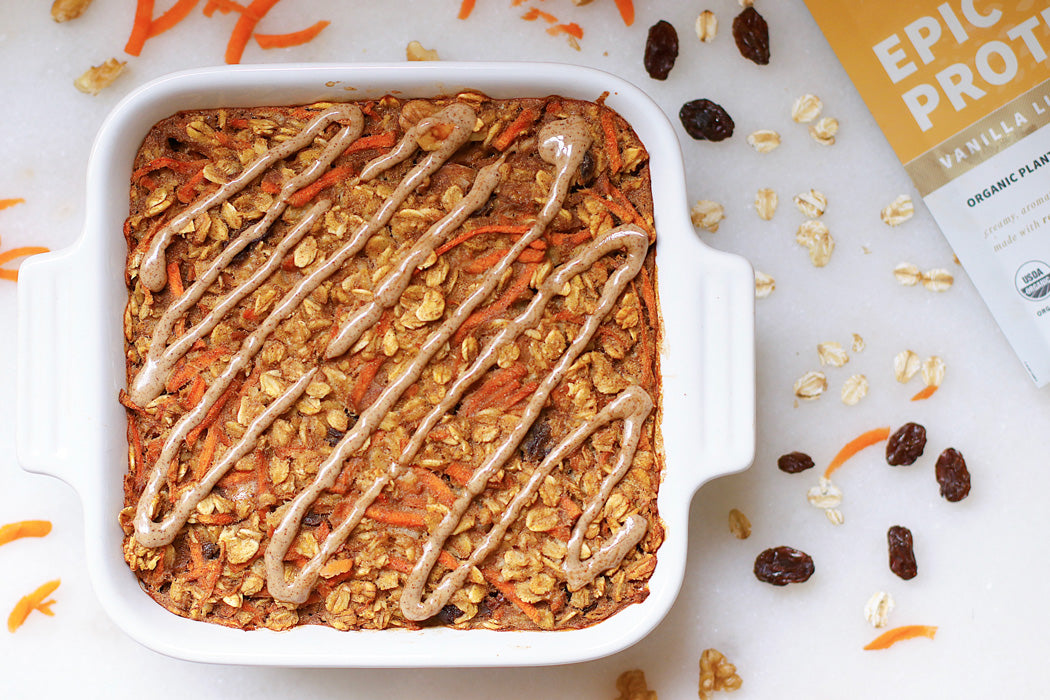 Carrot Cake Baked Oatmeal with Epic Protein Vanilla Lucuma