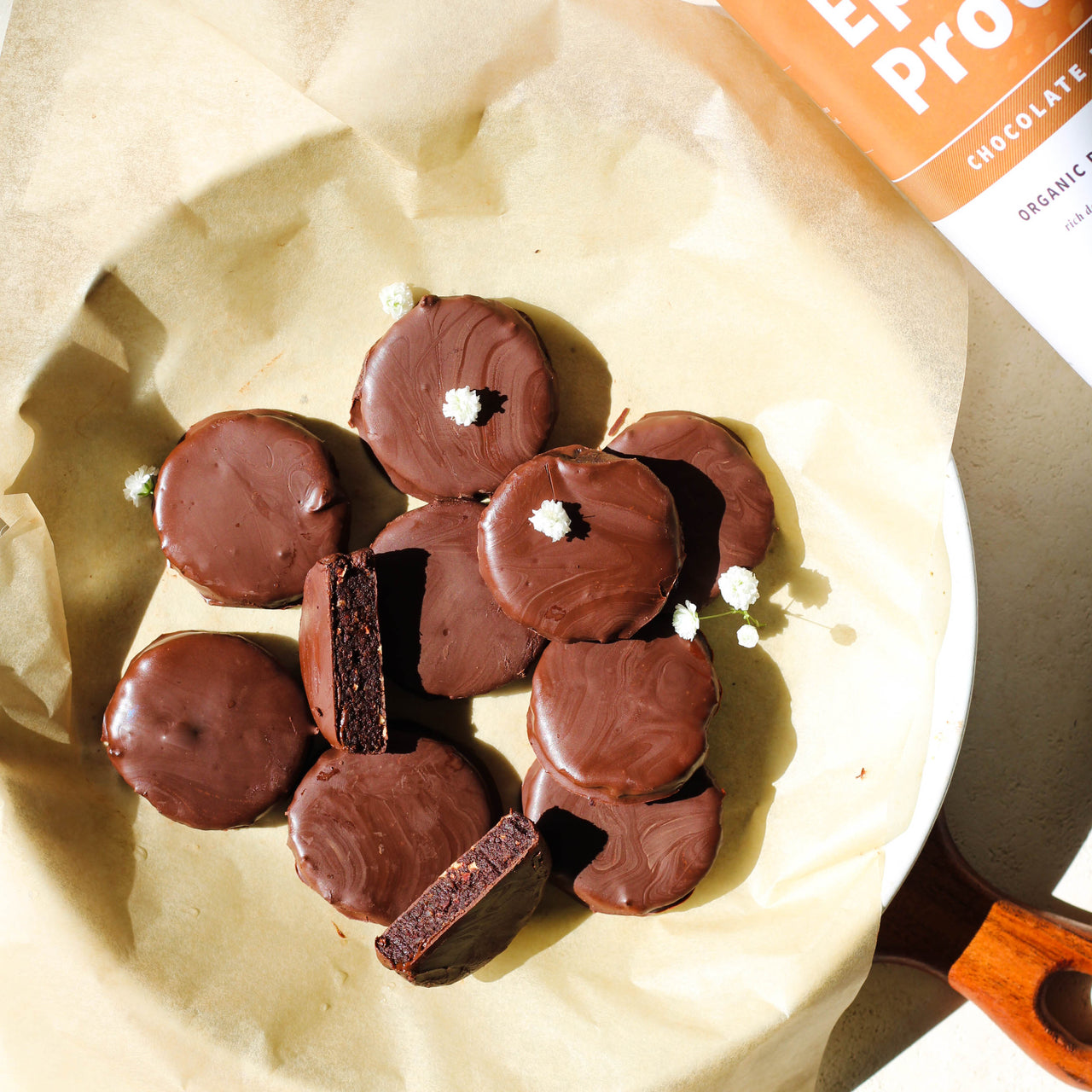 Plate of Chocolate Protein Thin Mints