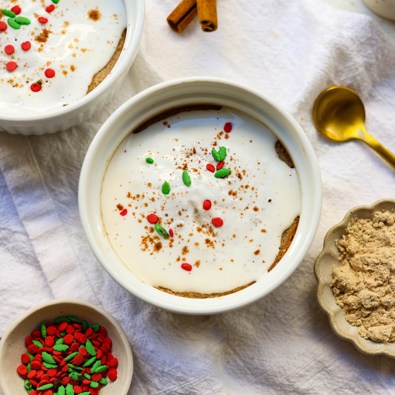 Protein Eggnog Baked Oats in Bowl