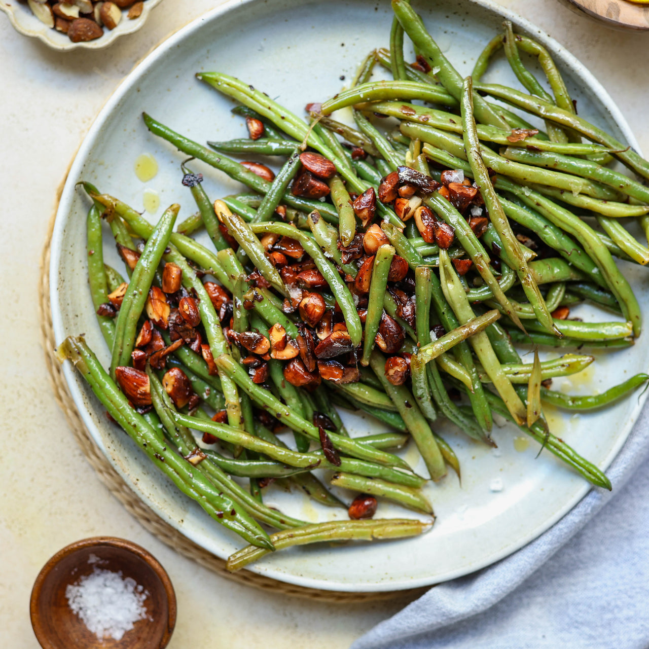 Green Beans Amandine on Plate