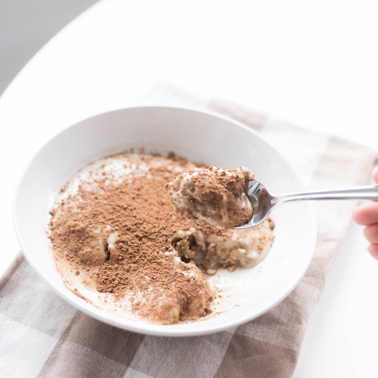 Tiramisu Protein Oats in bowl