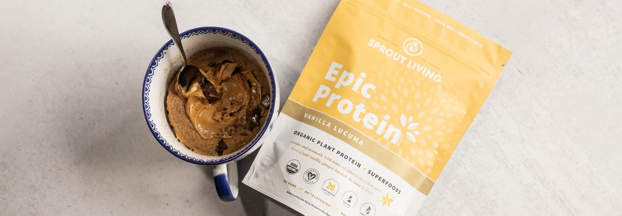 Peanut Butter Mug Cake with Epic Protein Vanilla Lucuma 1lb bag