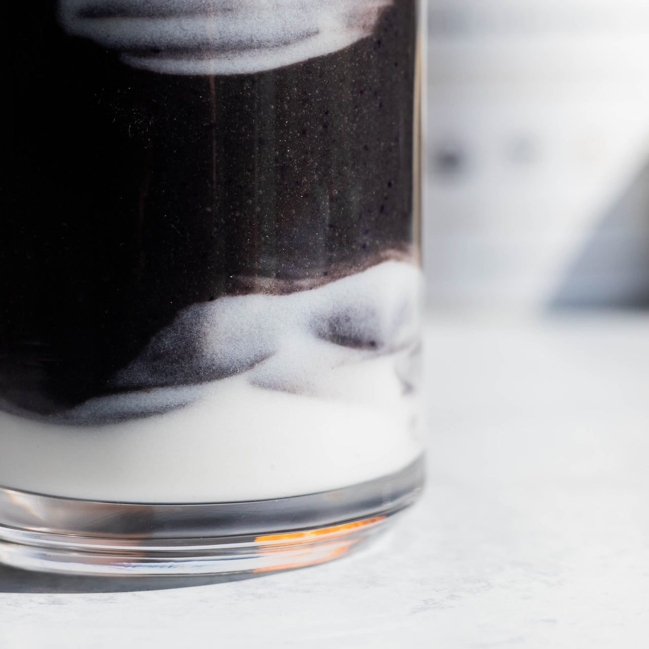 Black and White Protein Smoothie In Glass