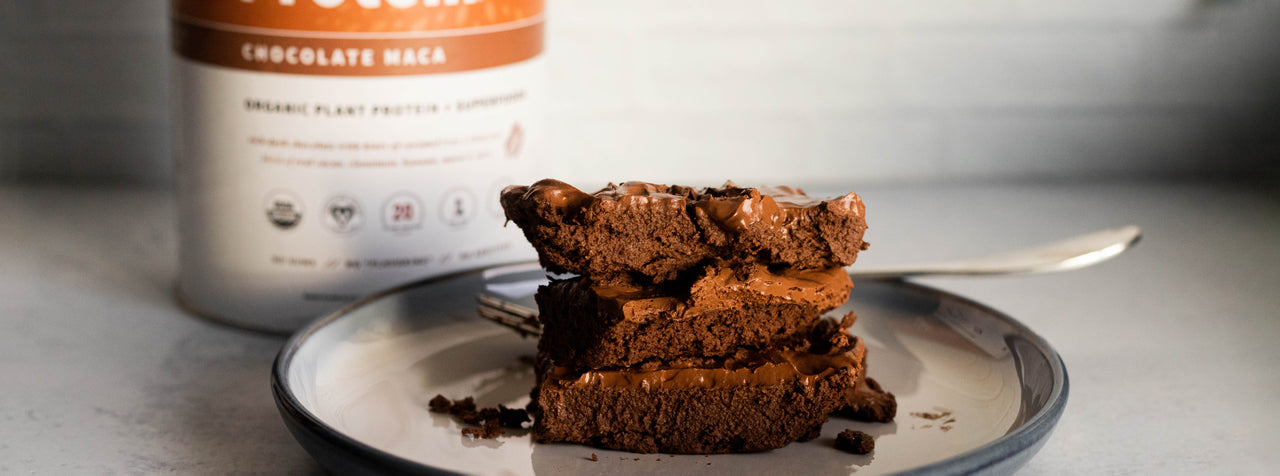 Super Fudgy Protein Brownies on plate with fork