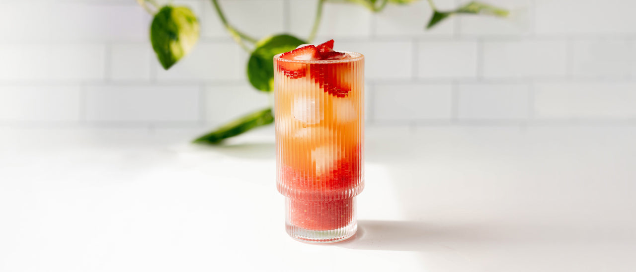 Strawberry Refresher in glass in kitchen