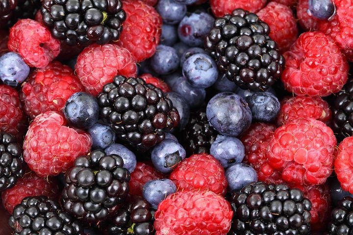 blueberries, raspberries and blackberries