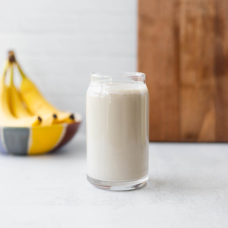 Simple Sunflower Seed Protein Shake in Glass in Kitchen