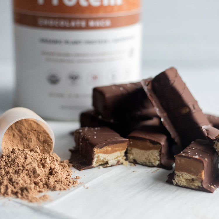 Epic Protein Chocolate Maca Twix Bars with Powder