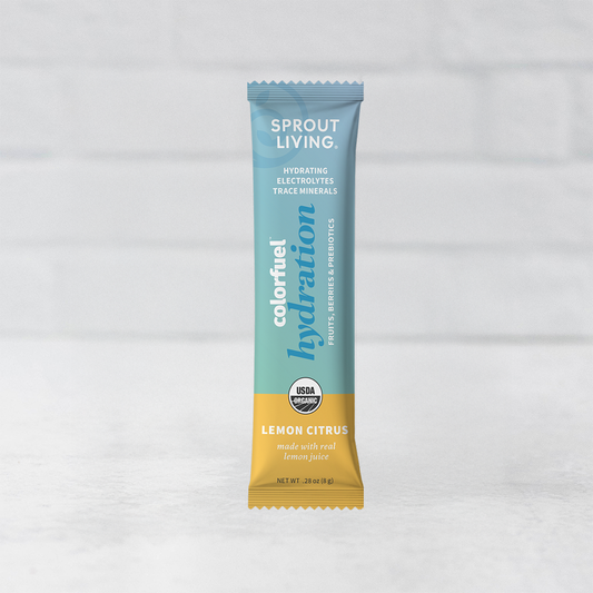 Sprout Living colorfuel hydration lemon citrus package on a white background