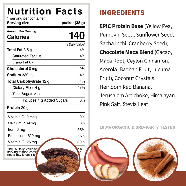 Epic Protein Chocolate Maca  Nutrition Facts