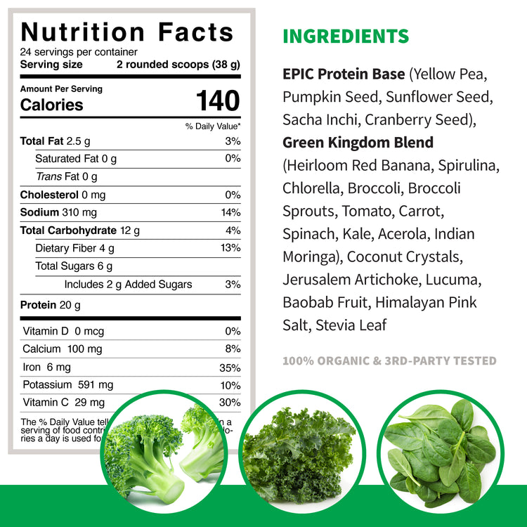 Epic Protein Green Kingdom Nutrition Facts