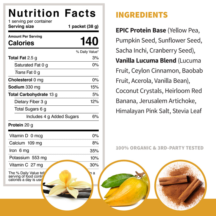 Epic Protein Vanilla Lucuma Nutrition Facts