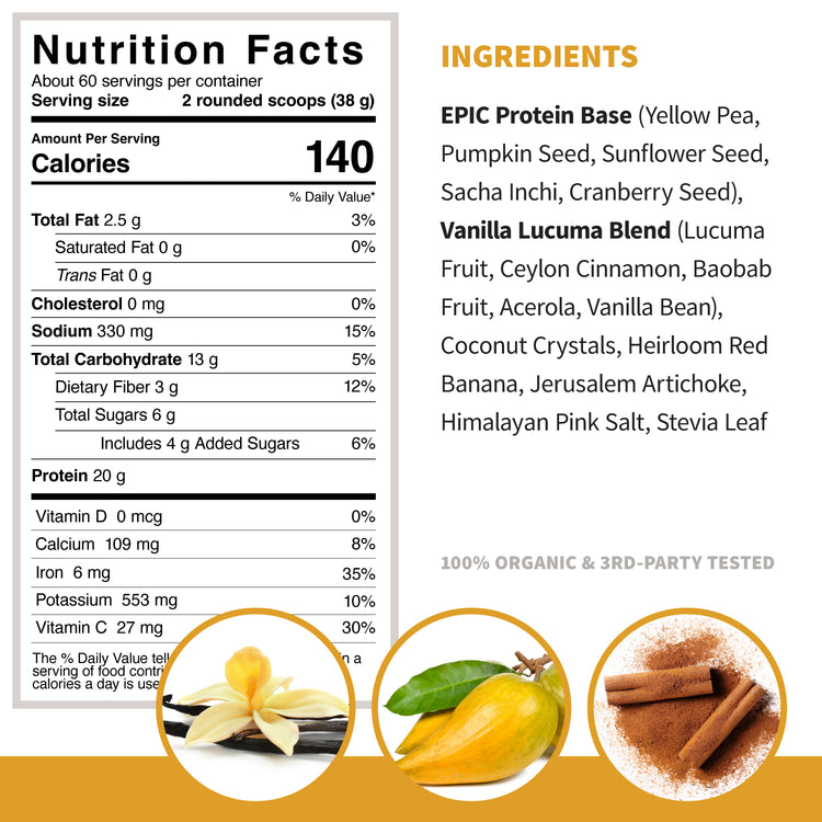 Epic Protein Vanilla Lucuma Nutrition Facts