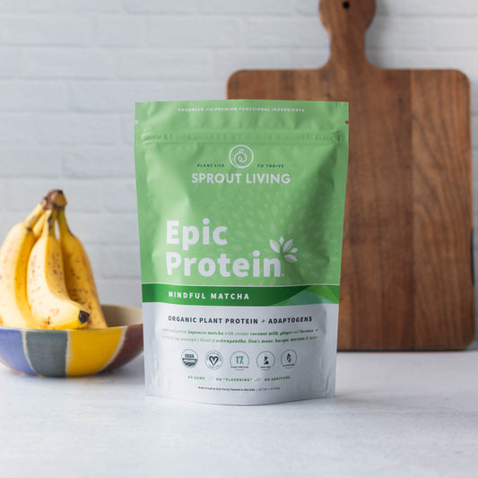 Epic Protein Mindful Matcha 1lb Bag In Kitchen