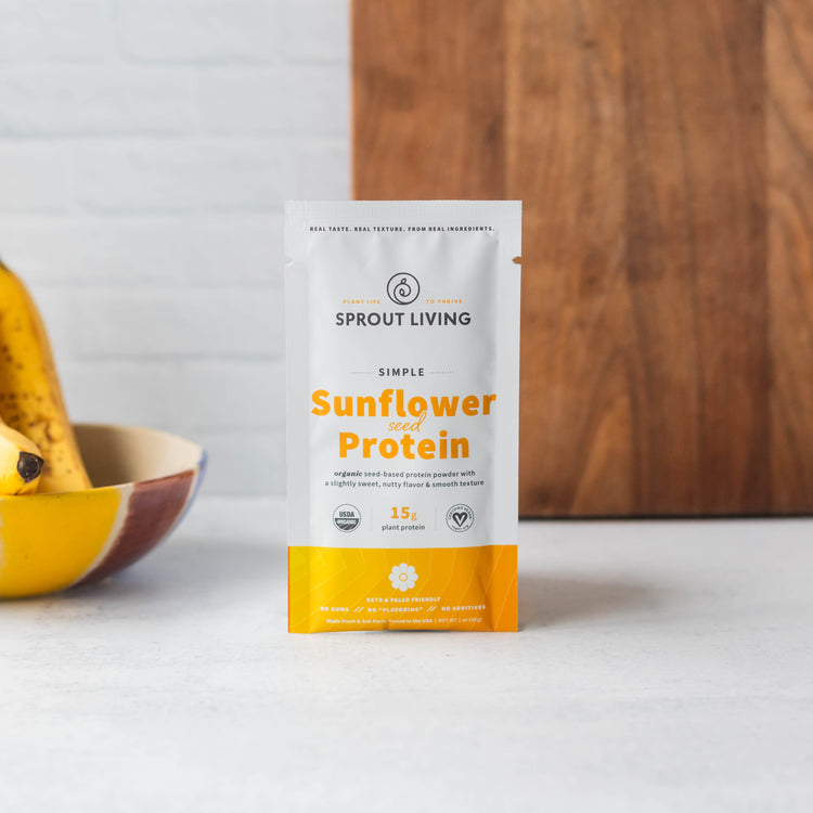 Simple Sunflower Seed Protein Single Serve Packet in Kitchen