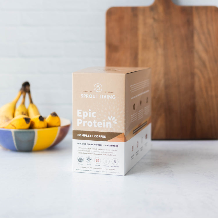 Epic Protein Complete Coffee Display Box in Kitchen