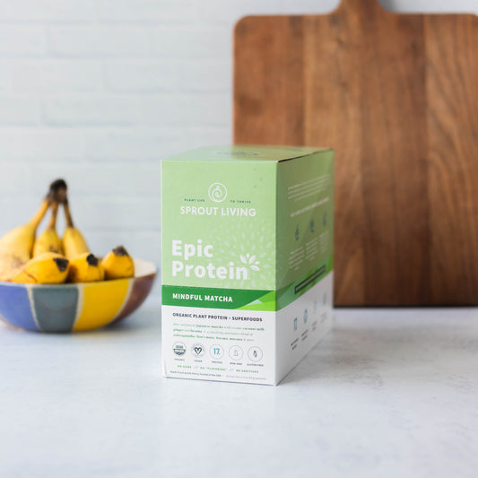 Epic Protein Mindful Matcha Display Box in Kitchen