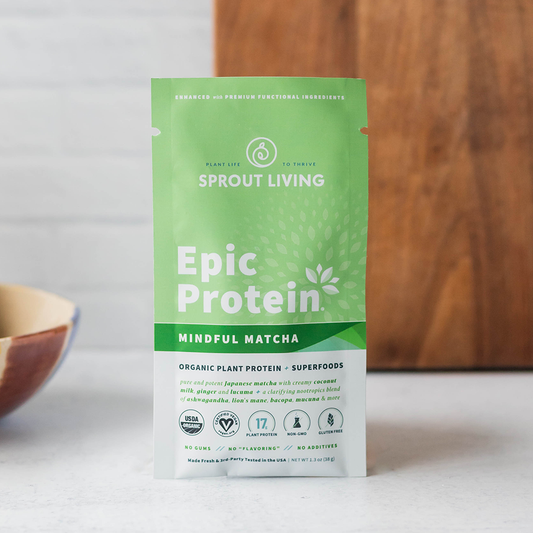 Epic Protein Mindful Matcha Single Serve Packet in Kitchen