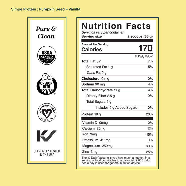 Simple Protein, Pumpkin Seed, Vanilla, Box (16 singles)