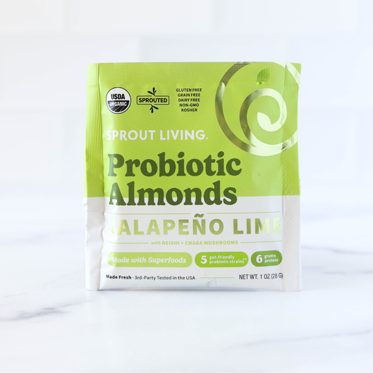 Jalapeno Lime Probiotic Almonds packet in kitchen