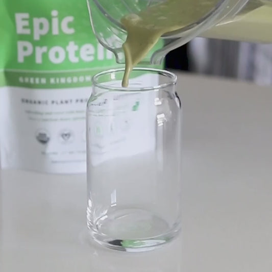 Epic Protein Green Kingdom Smoothie Being Poured Into Glass