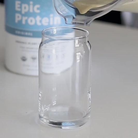 Epic Protein Original Smoothie Being Poured Into Glass
